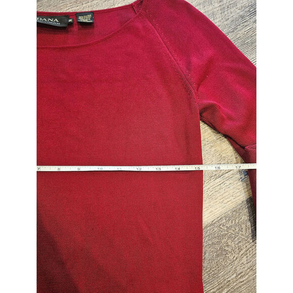 Dana Buchman red slinky silk long sleeve blouse medium stretchy Fitted * - Picture 5 of 6